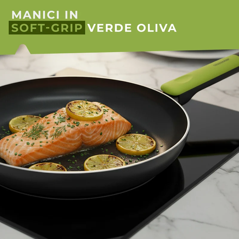 Padella in alluminio antiaderente, 28 cm, Linea Oliva