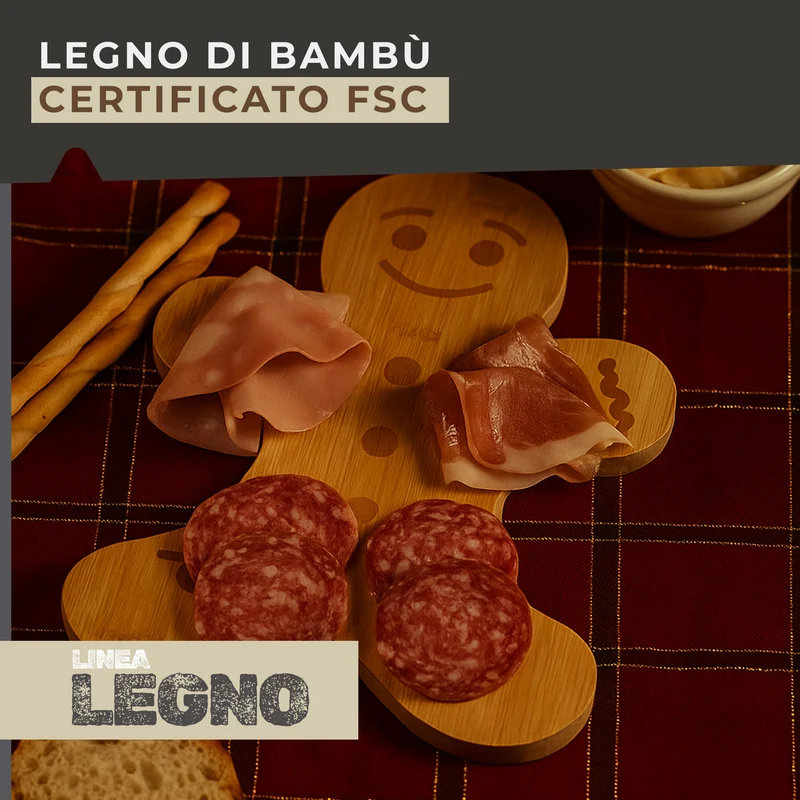 Tagliere a forma di Omino di Pan Di Zenzero, in legno di bambù