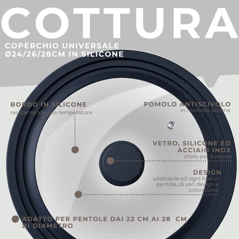 Coperchio universale, per Ø24, Ø26 e Ø28 cm