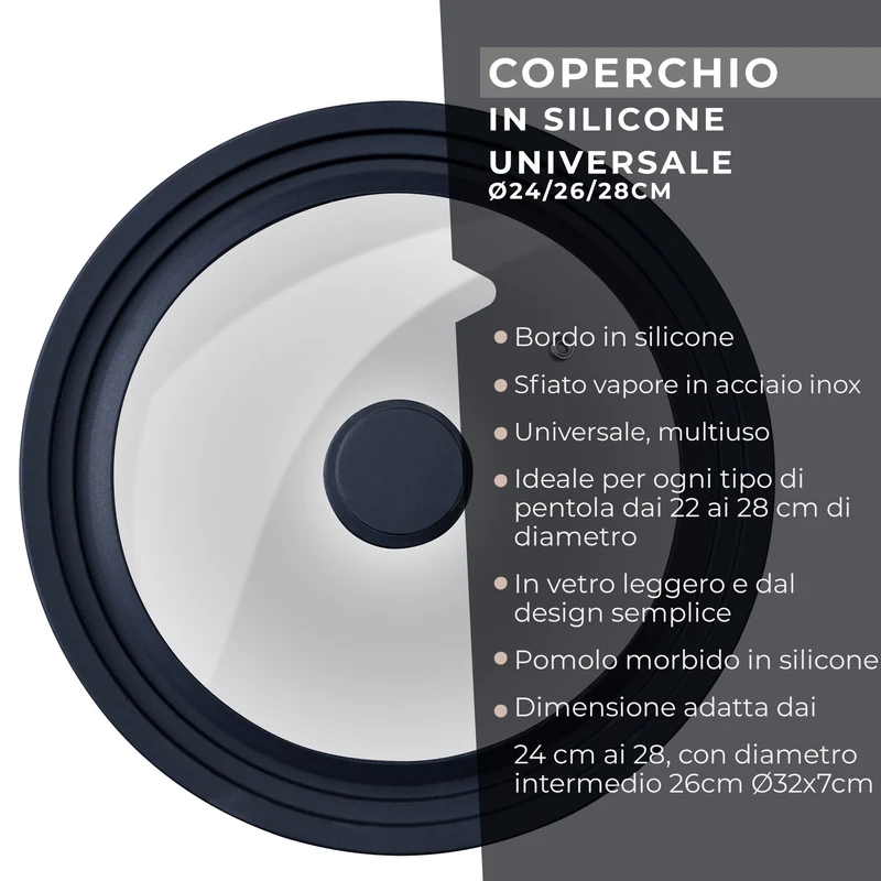 Coperchio universale, per Ø24, Ø26 e Ø28 cm