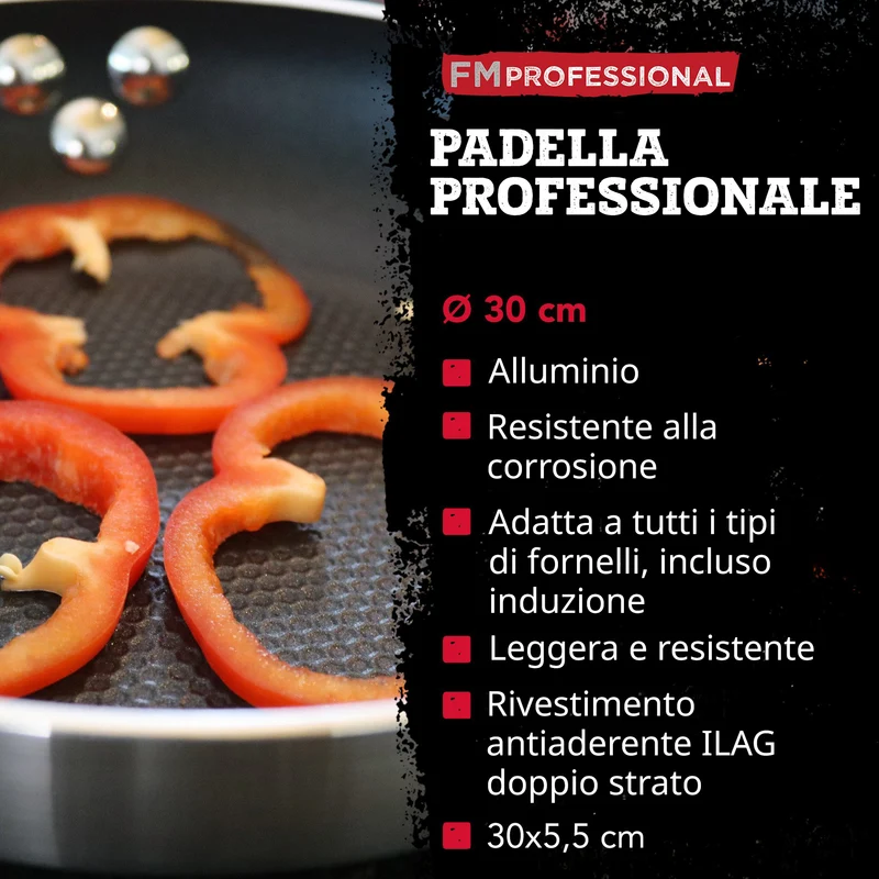 Padella da 30 cm, fondo a nido d'ape antiaderente