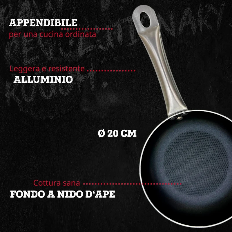 Padella alta da 20 cm, fondo a nido d'ape antiaderente