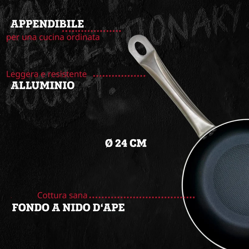 Padella alta da 24 cm, fondo a nido d'ape antiaderente