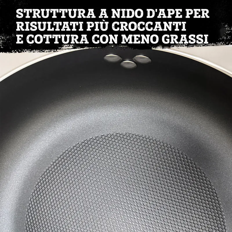 Padella alta da 30 cm, fondo a nido d'ape antiaderente