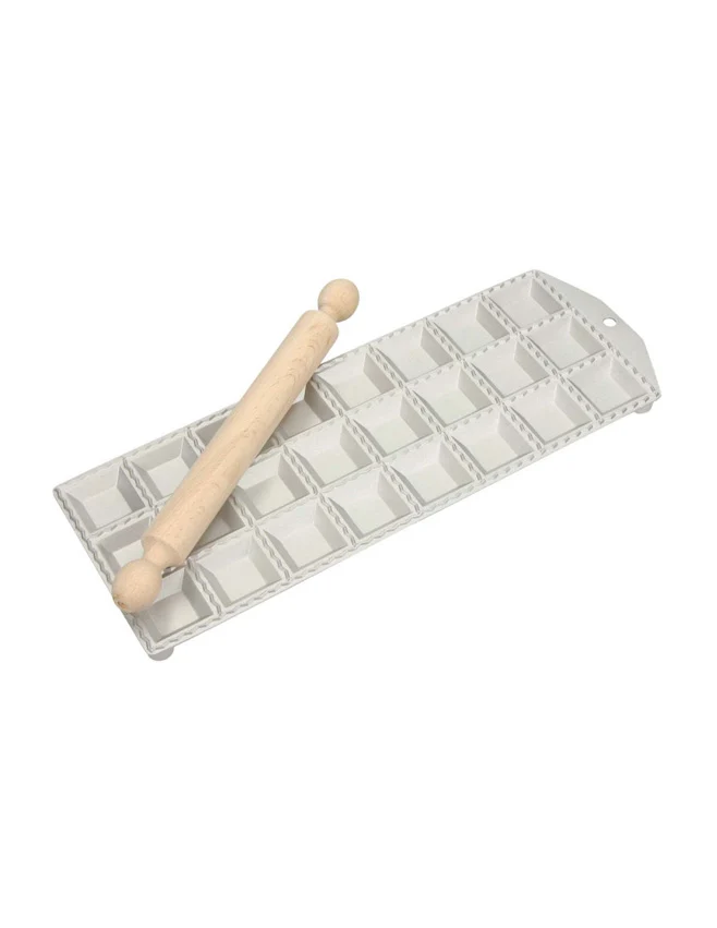 Brandani Ravioliera Alluminio Con Mattarello Legno