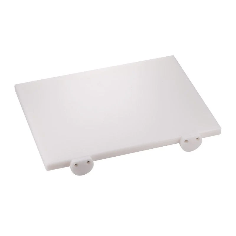 Tagliere bianco in HDPE con fermi, spigoli e bordi raccordati cm 53x32,5
