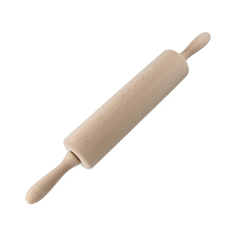 Mattarello in legno di faggio con manici per stendere pasta fresca 44,5 x 6 x 6 cm