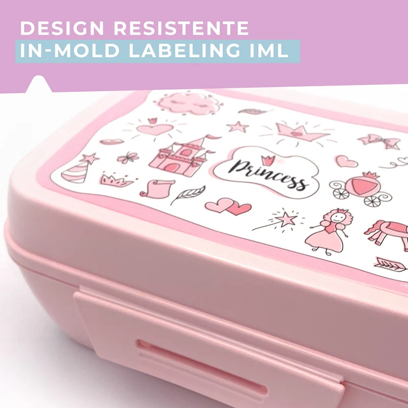 Lunch box porta merenda, rettangolare, design principesse