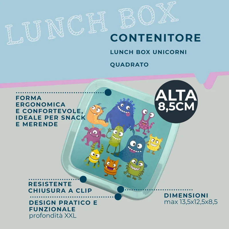 Lunch box porta merenda, quadrato