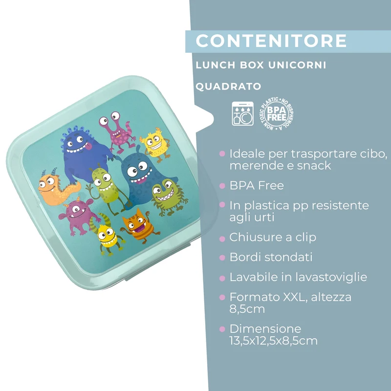 Lunch box porta merenda, quadrato