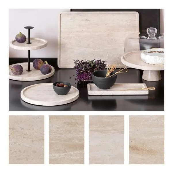 Manufacture Travertine Vassoio da portata beige, 40,5 x 28,2 cm, terracotta