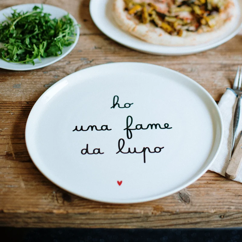 Piatto pizza "Ho una fame da lupo" - 31,5 CM