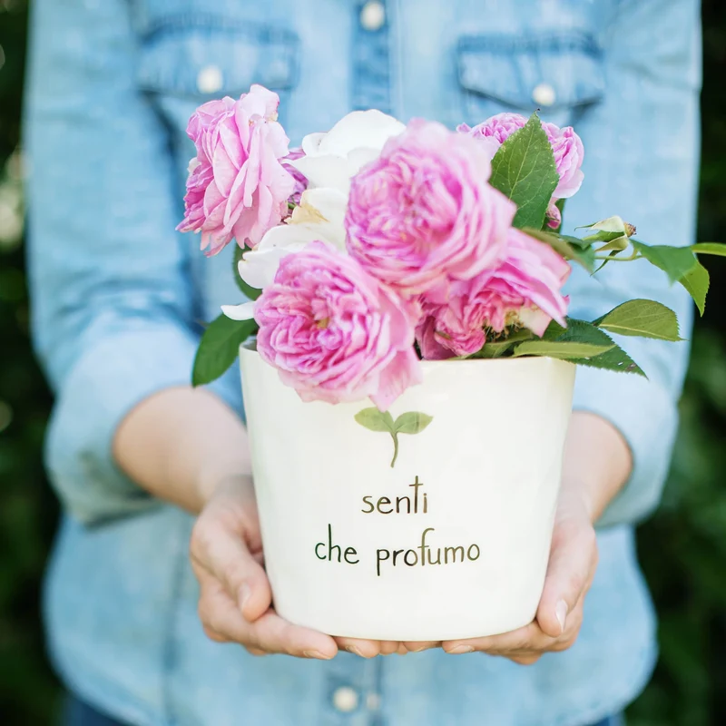 Vaso con sottovaso "Senti che profumo"