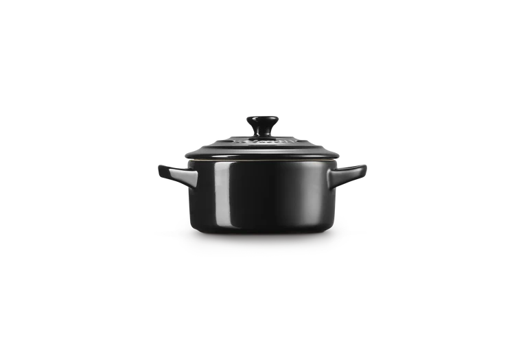 Mini cocotte rotonda in gres vetrificato - Nero Lucido 10 CM / 0.25 L