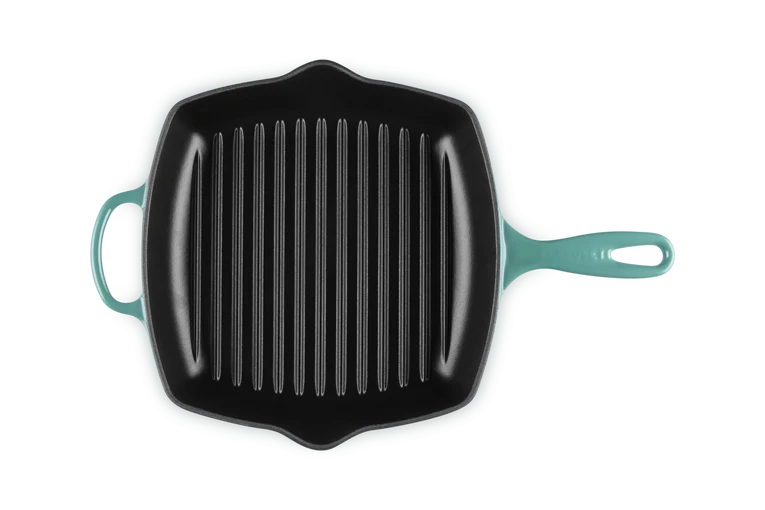 Bistecchiera Skillet quadrata Evolution in ghisa vetrificata - Bleu Riviera 26CM