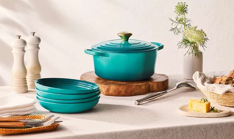 Cocotte rotonda Evolution in ghisa vetrificata - Bleu Riviera 20 CM / 2.4 L