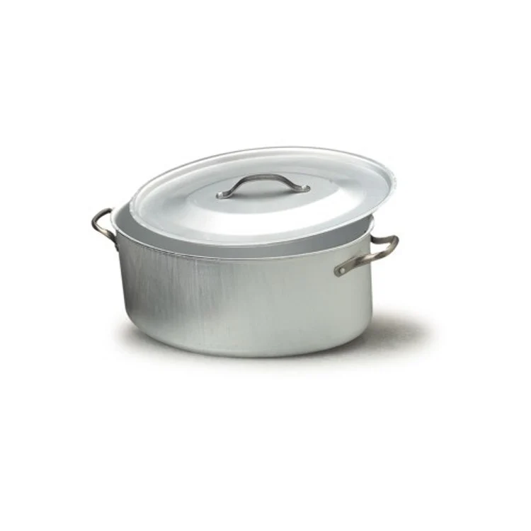 Casseruola alluminio ovale alta c/coperchio cm.35x25 h.15