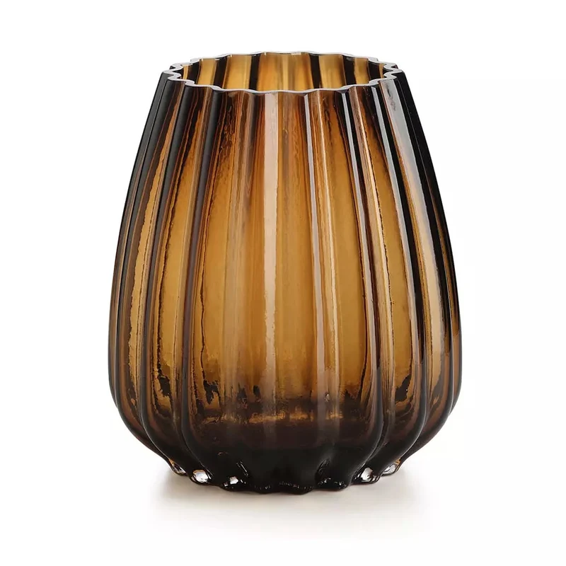 Oyster Vaso Medio In Vetro Ambra H.20.5 Cm.