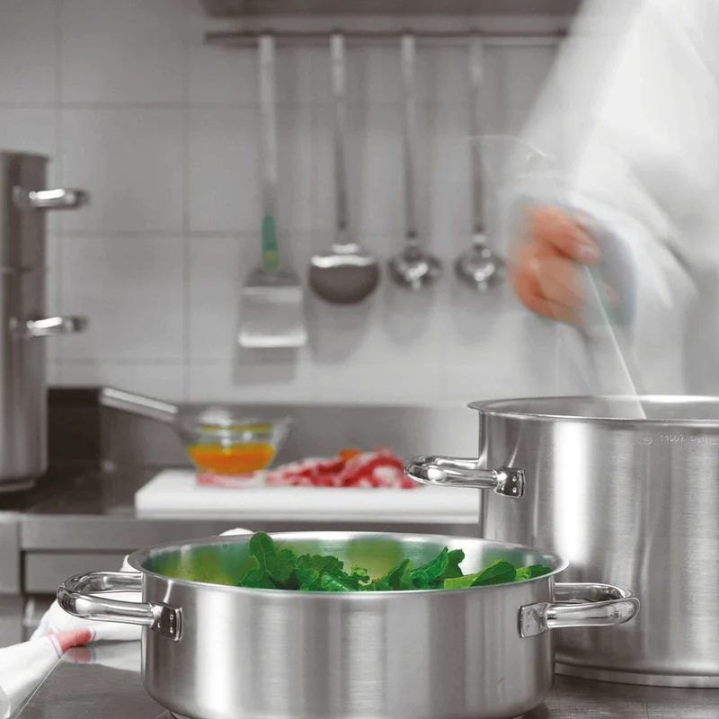Casseruola inox alta 2 manici ø cm.28 h.16 lt.9.8 s1000