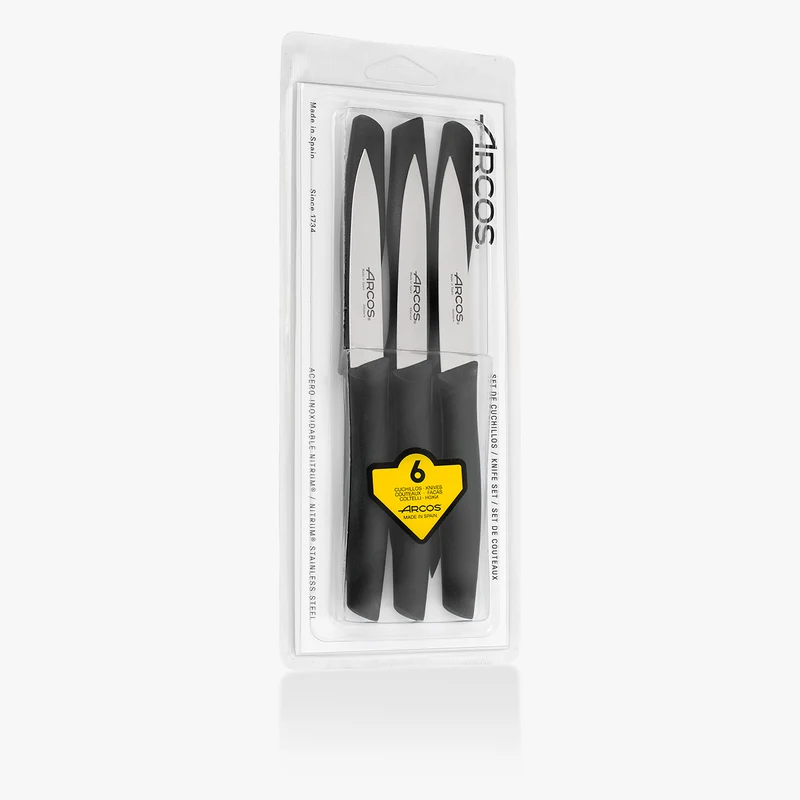 Juego cuchillos de mesa color Negro 6 pzas Serie Nova
