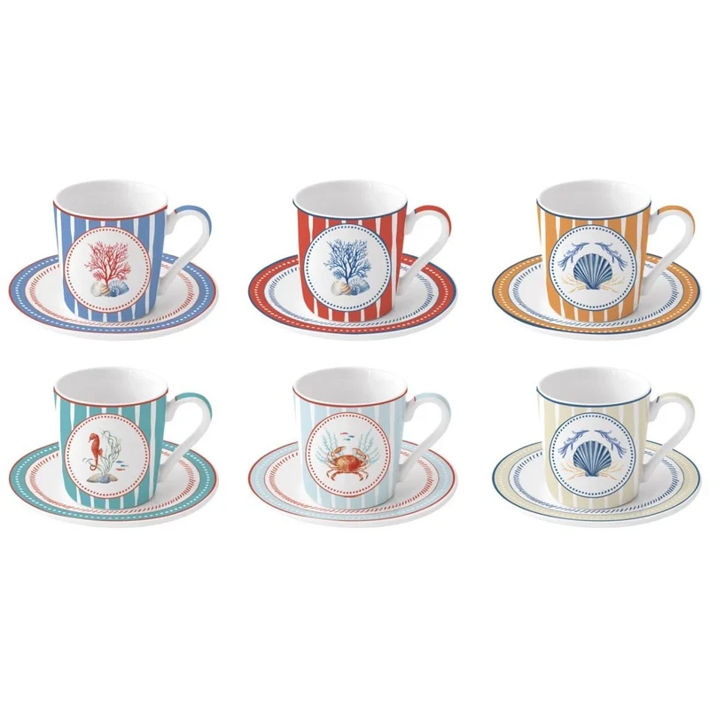 Set 6 tazzine espresso 100 ml c/piattini in gift box SEA BREEZE