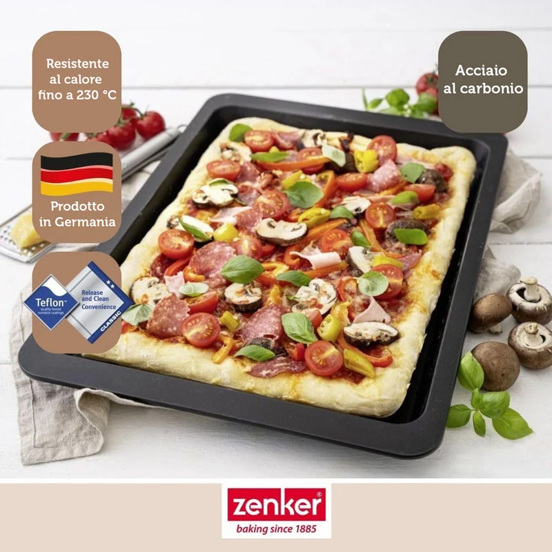 Teglia per pizza e focaccia, 42x29x2,5 cm