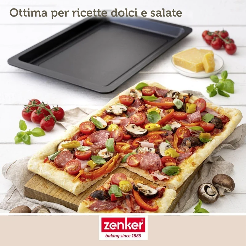 Teglia per pizza e focaccia, 42x29x2,5 cm
