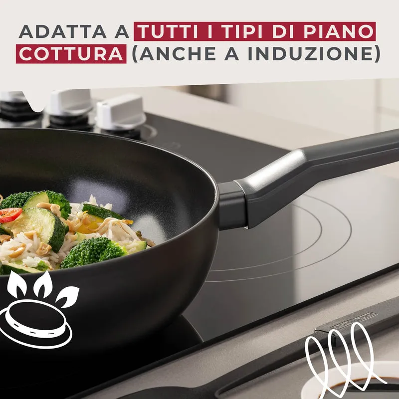 Padella Statement Wok da 28 cm – struttura a nido d'ape, alluminio riciclato, rivestimento antiaderente in ceramica, senza PFAS - Adatta all'induzione