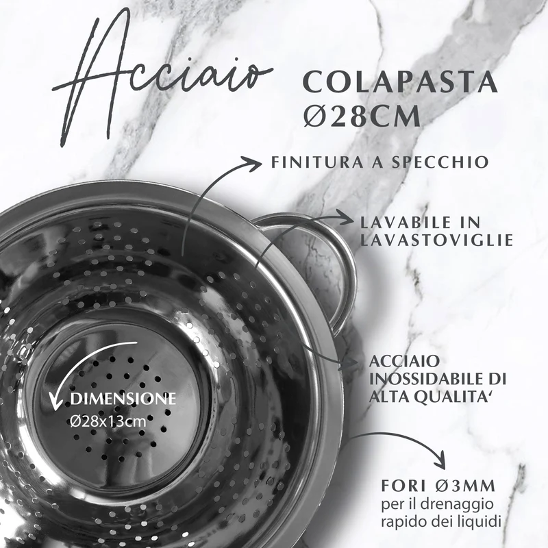 Colapasta Ø28 cm, in acciaio inox
