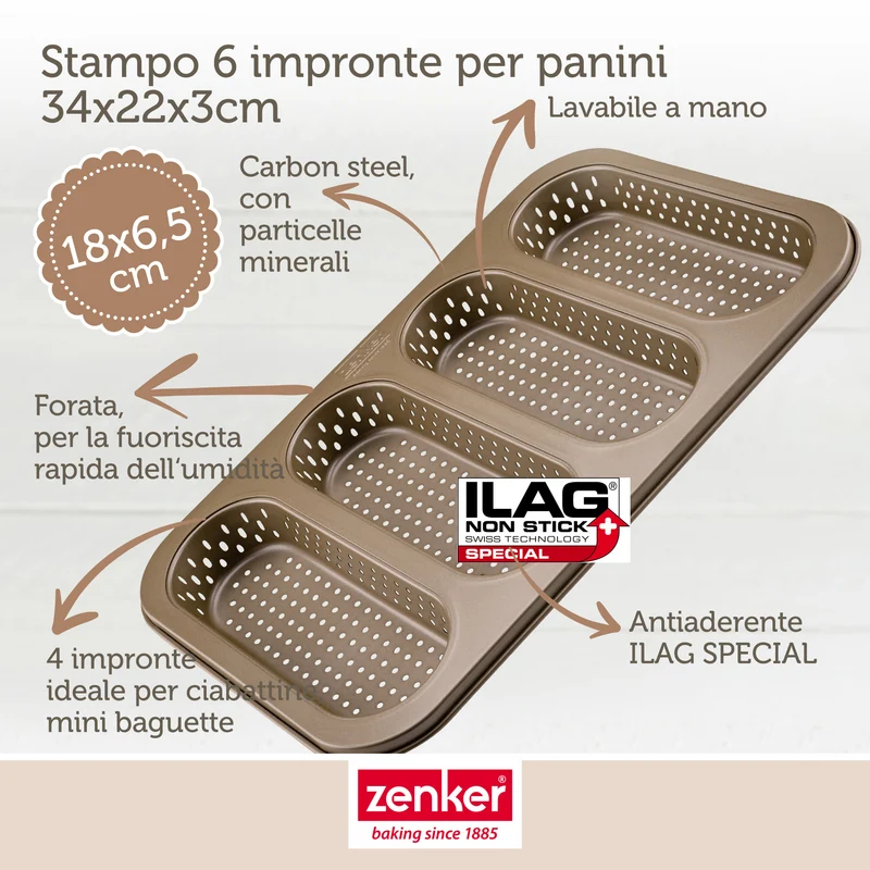 Teglia forata per baguette e panini