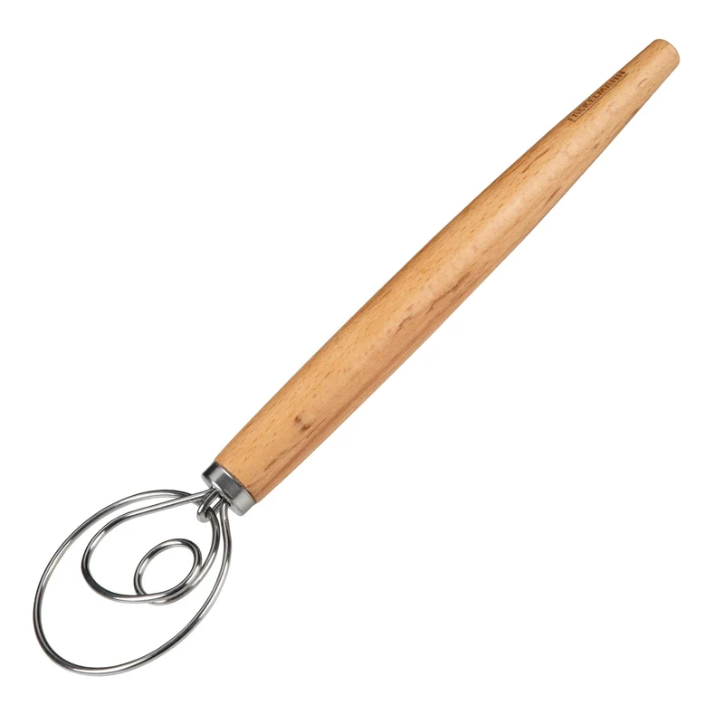 Frusta per Impasto, Acciaio Inox e legno di Faggio, 33 cm