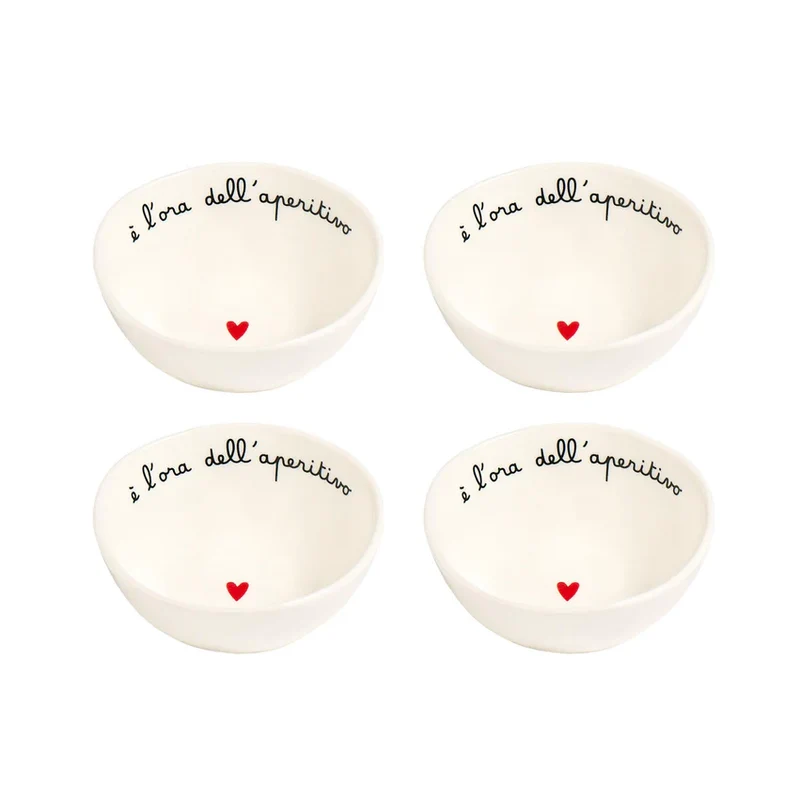 Set 4 Coppette in gres "E' l'ora dell'aperitivo"