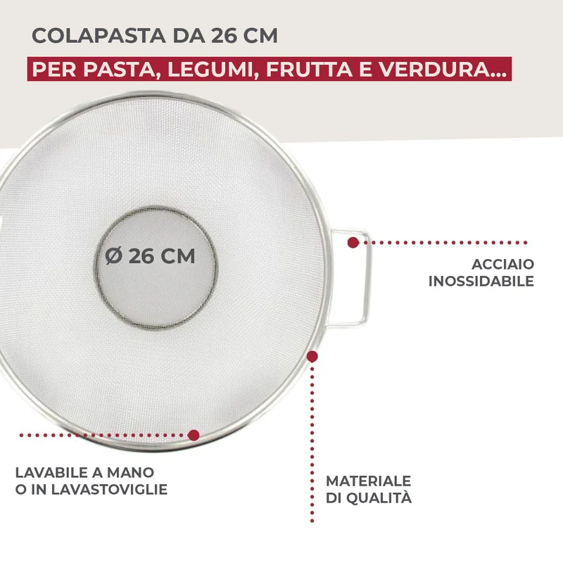 Colapasta in rete acciaio inox, Ø25cm