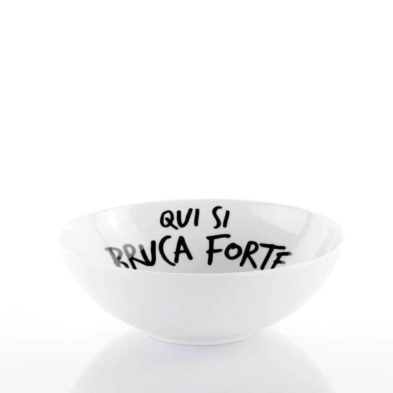 Coppa in porcellana " Qui si bruca forte " 21 cm
