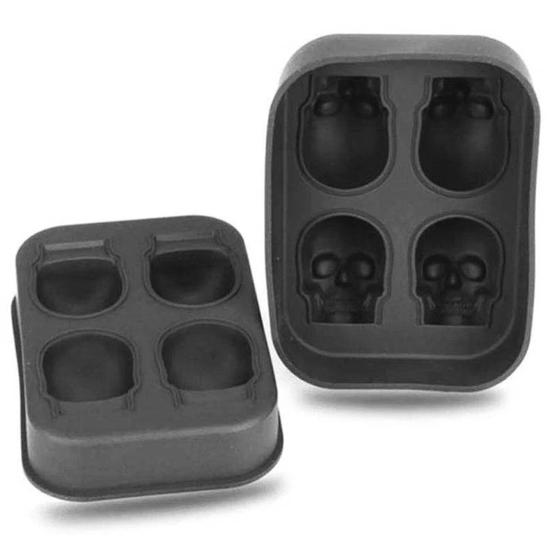 4 Forme - Stampo Teschio Ghiaccio Rettangolare In Silicone