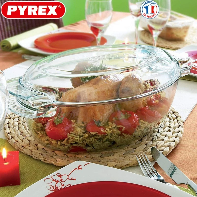 39x23 cm - Classic Easy Grip Casseruola Ovale In Vetro Borosilicato Con Coperchio