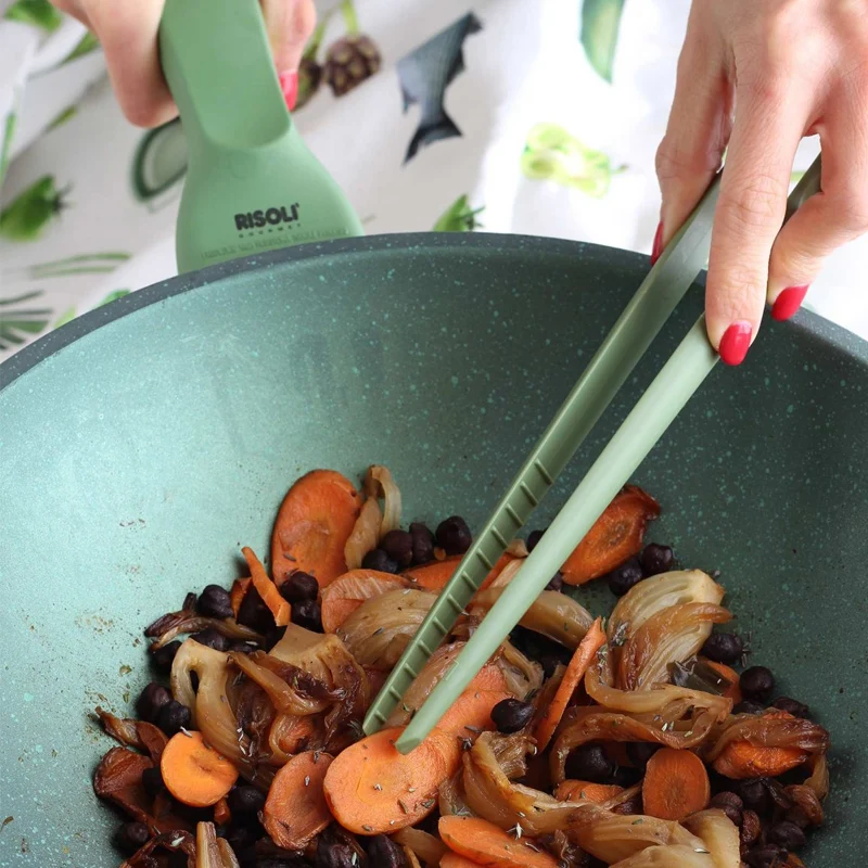 32 cm - Dr.Green Stone Extra Induction Wok Antiaderente In Alluminio Con Coperchio
