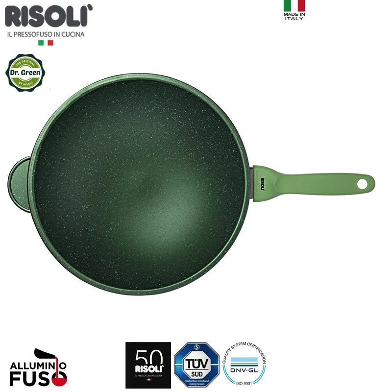 30 cm - Dr.Green Stone Wok Con Manico Antiaderente In Alluminio
