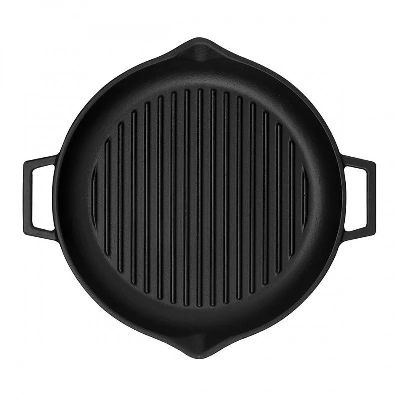 30 cm - Bistecchiera Grill Rotonda In Ghisa Smaltata