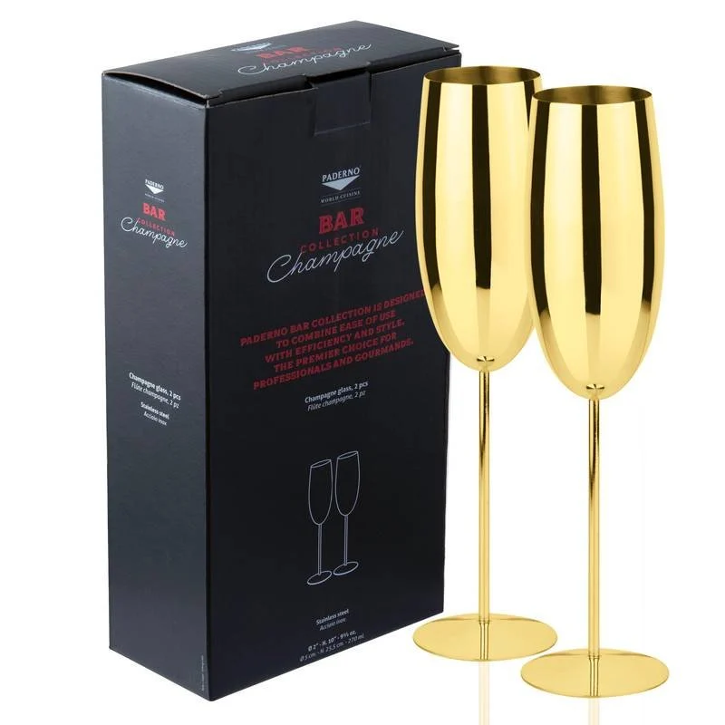 27.5 cl - Calici Flute In Acciaio Inox Set 2 Pz