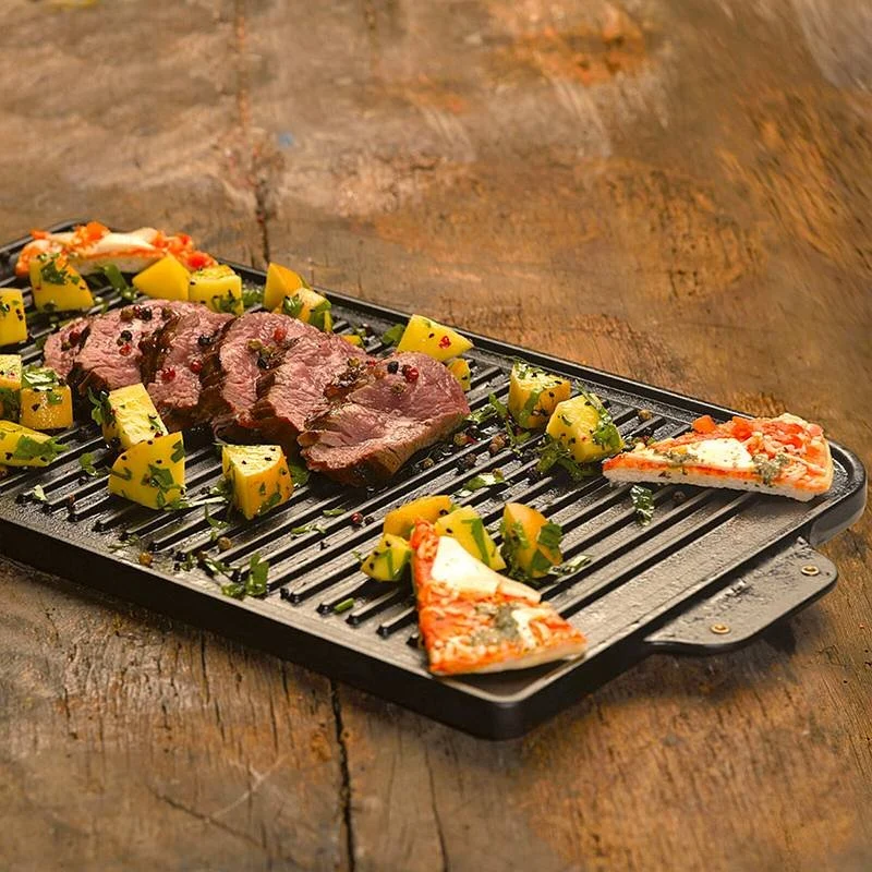 26x47 cm - Bistecchiera Grill Rettangolare In Ghisa Smaltata Reversibile