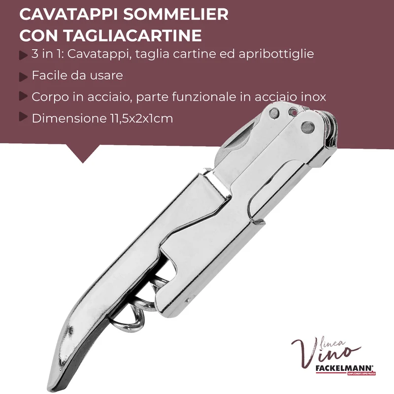 Cavatappi a doppia trazione in acciaio inossidabile