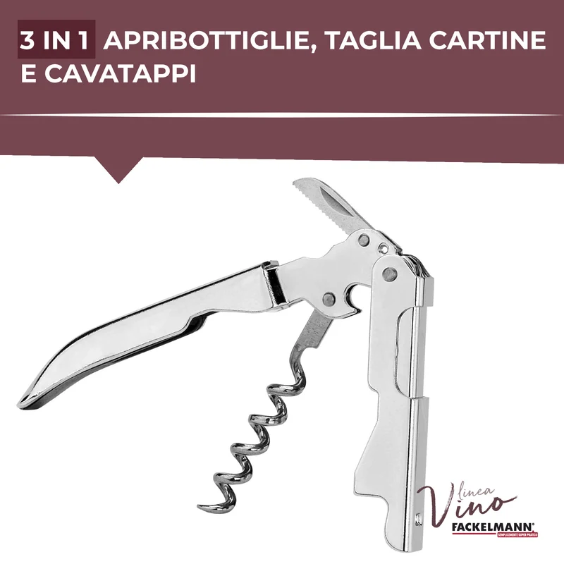 Cavatappi a doppia trazione in acciaio inossidabile