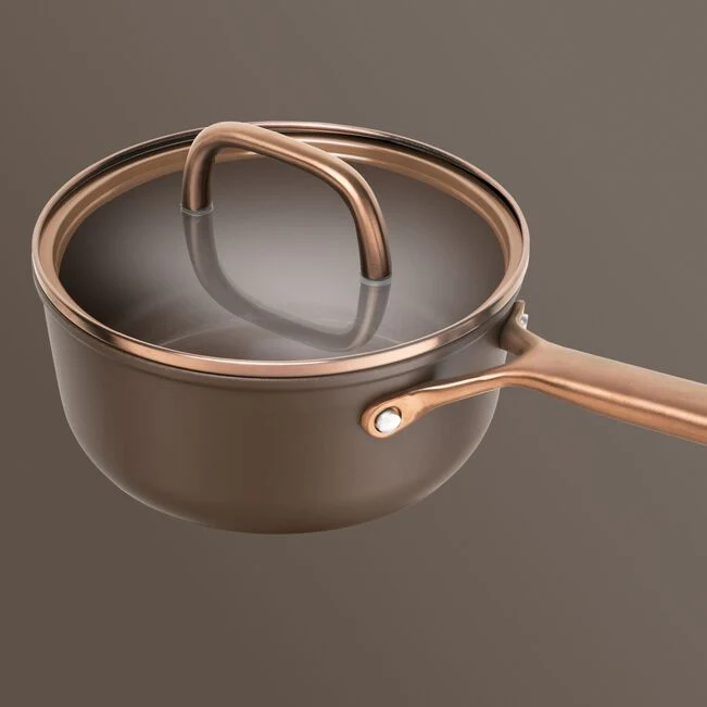 MILANO Casseruola in Alluminio 1 Manico e Coperchio - 18 cm, CERAFORCE Titanium