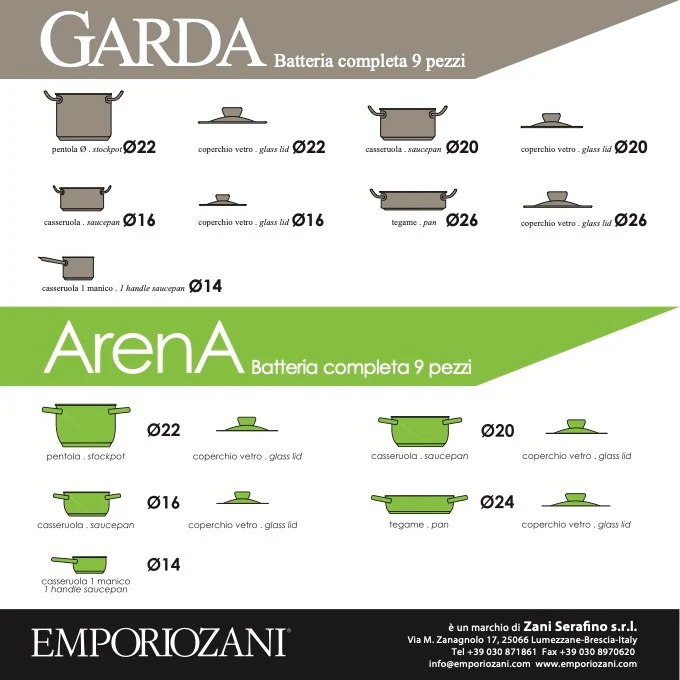 GARDA - BATTERIA DI PENTOLE PER INDUZIONE - EMPORIO ZANI