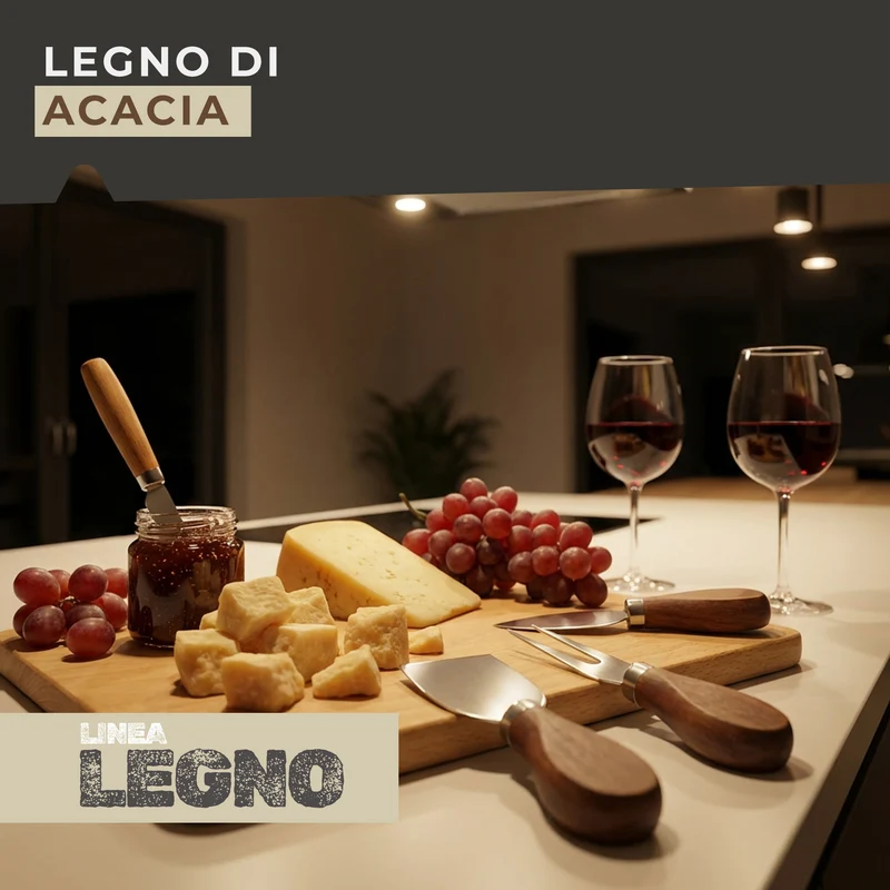 Set coltelli per formaggio 3 pz con manico in acacia, linea Sybaris