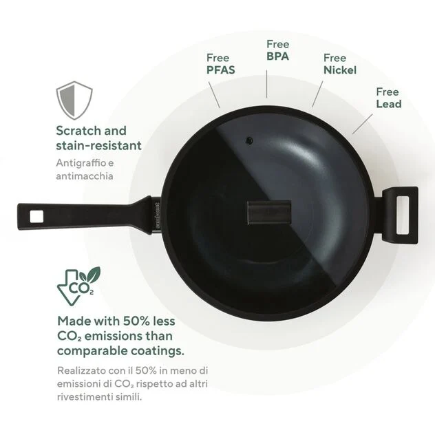 TITAN PRO GREEN Wok in Alluminio 30 CM - Verde Scuro