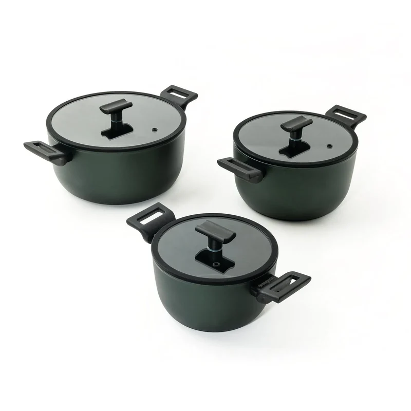TITAN PRO GREEN Casseruola alta 2 maniglie in Alluminio 28 CM - Verde Scuro