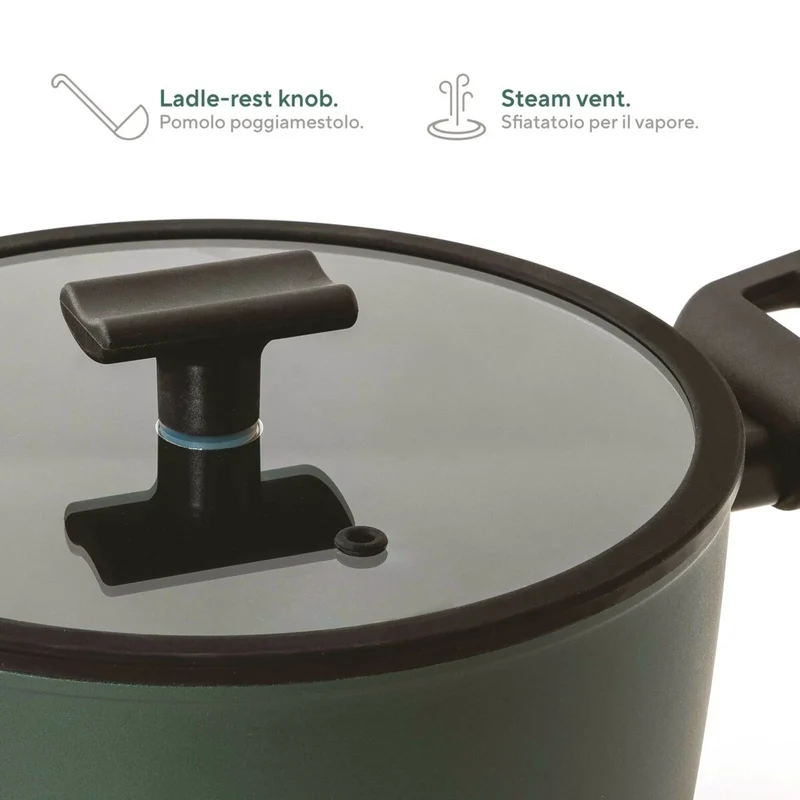 TITAN PRO GREEN Casseruola alta 2 maniglie in Alluminio 20 CM - Verde Scuro