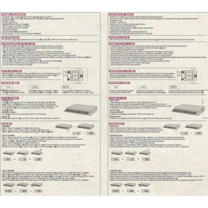 Bilancia digitale professionale da cucina - 15 KG